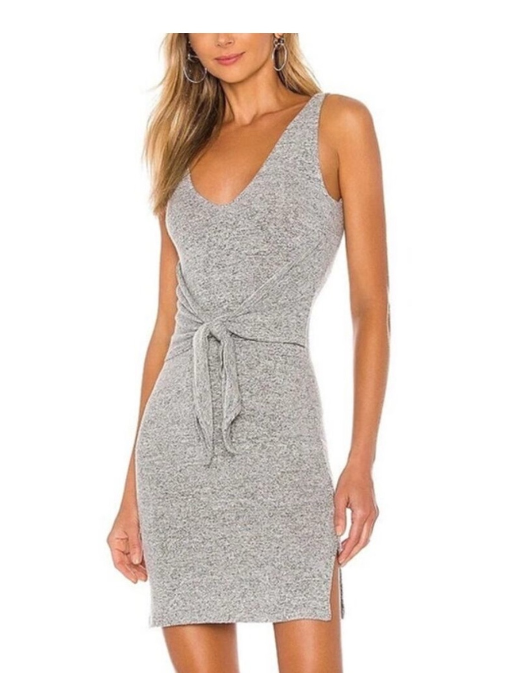 Lovers & Friends Sleeveless Gray Knit Tie-Front Women's Dress